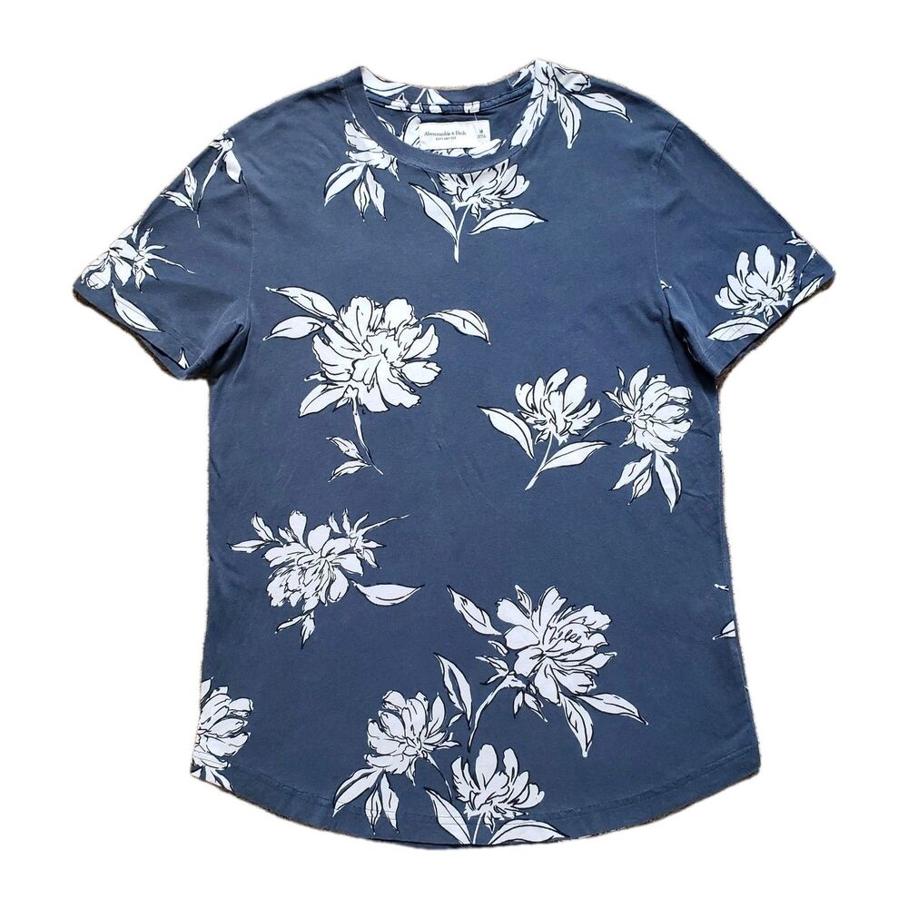 Abercrombie & Fitch Navy Blue Floral Short Sleeve Tee